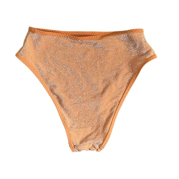NWT! Aerie Shine 90s High Cut Cheeky Bikini Swim Bottom in Bronze - Size Small - Picture 4 of 5